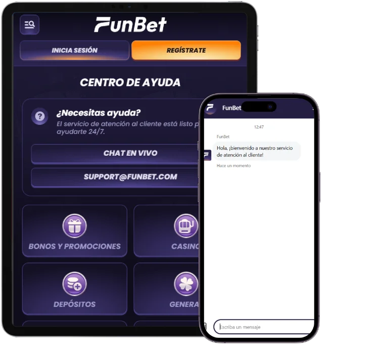 FunBet Casino Soporte Móvil y Chat en Vivo FunBet Casino centro de ayuda con chat en vivo y atención al cliente desde móvil